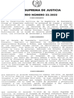 Acuerdo 23-2022 CSJ Modificación Acuerdos 71-2018 y 43-2019 Competencia Juzgados Guatemala y Quetzaltenango (DCA 27-6-2022)