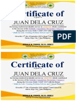 Juan Dela Cruz: Certificate of Appreciation