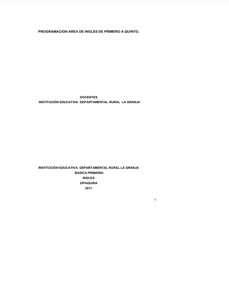 Plan-De-Area-De-Ingles Primaria | PDF | Segundo lenguaje | Idioma en Inglés
