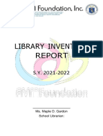 Library Inventory: Ms. Maple D. Gardon School Librarian