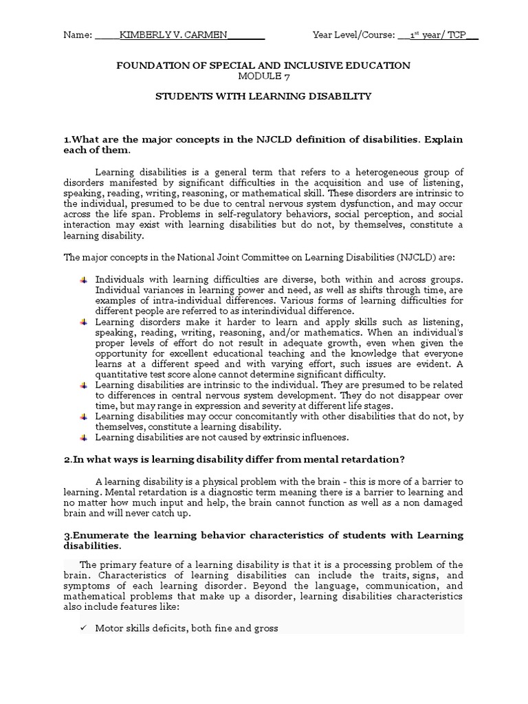 Understanding Learning Disabilities An Analysis Of The Causes