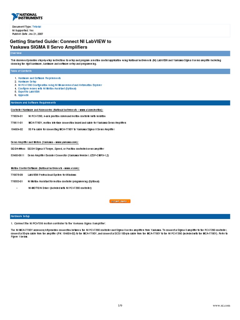 LabVIEW Setup for Yaskawa Servo Control | PDF | Servomechanism ...