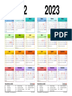 Calendario 2022 2023 Horizontal en Color