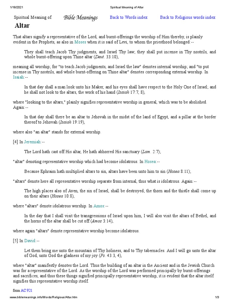 Spiritual Meaning of Altar PDF Altar Holy Of Holies