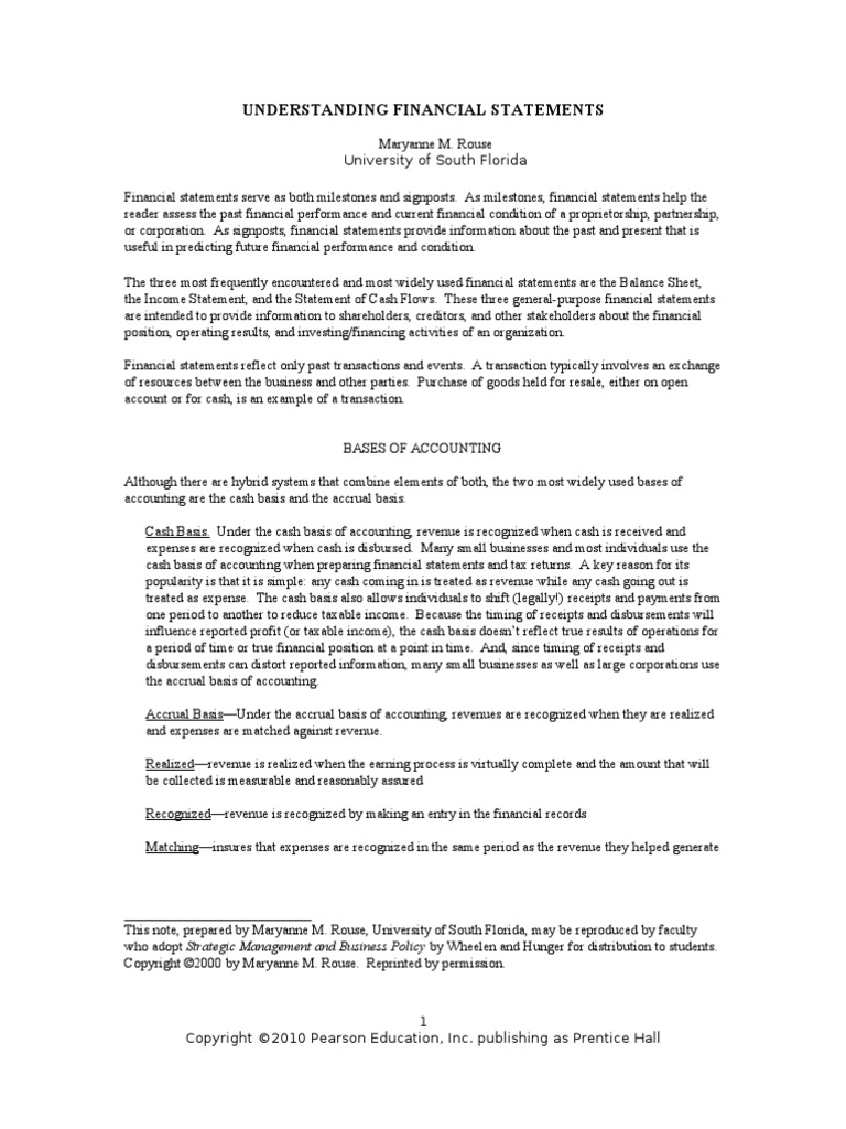 Understanding Financial Statements | PDF | Equity (Finance) | Income ...