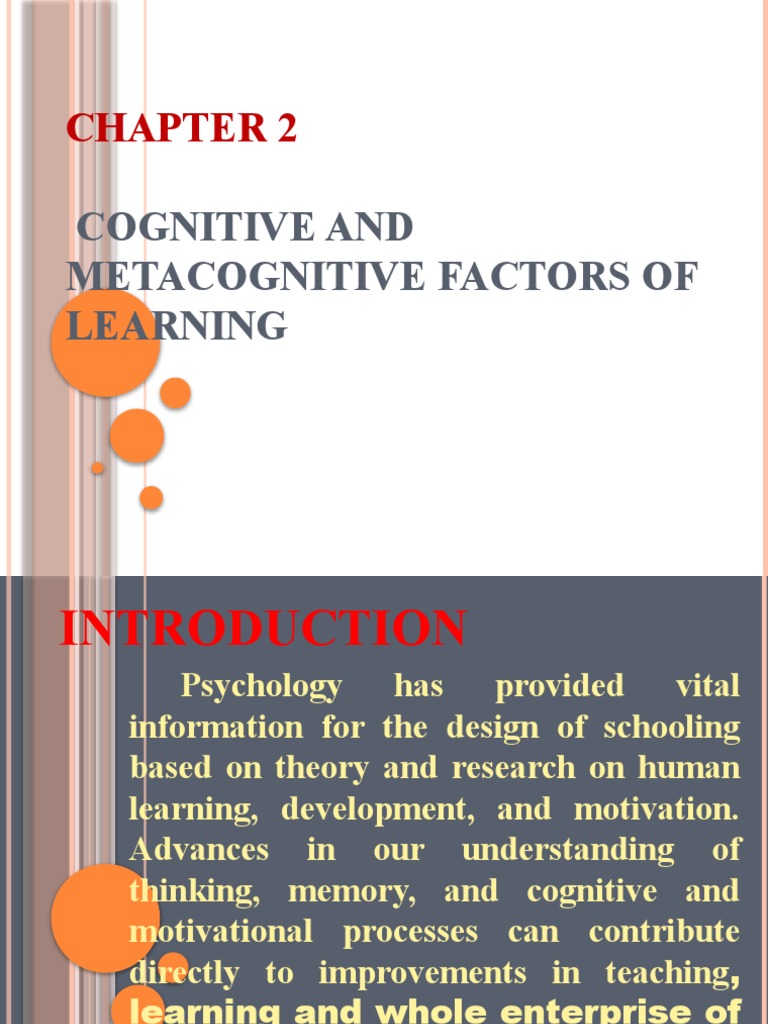 Cognitive vs. Metacognitive Learning Factors | PDF | Metacognition ...