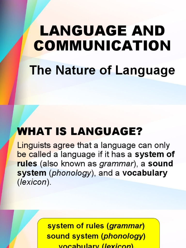 Lesson 1 The Nature of Language PDF Dialect Language Acquisition