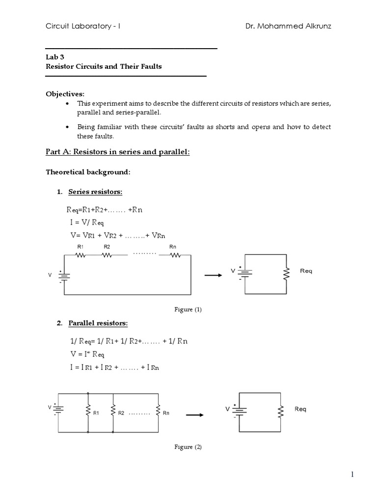 Lab 3 Resistor Circuits and Their Faults