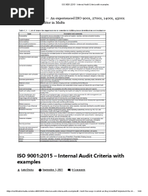 ISO 9001 - 2015 - Internal Audit Criteria With Examples