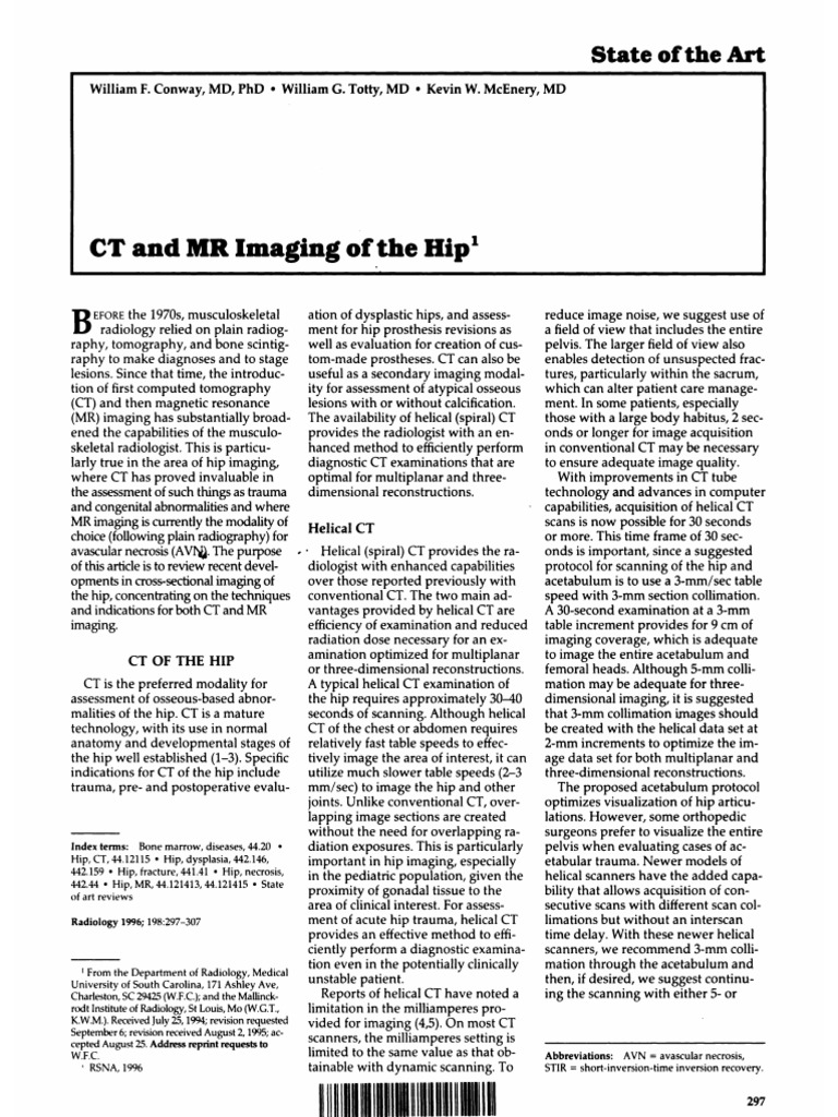 CT and MR Imaging Ofthe Hip | PDF | Ct Scan | Medical Imaging
