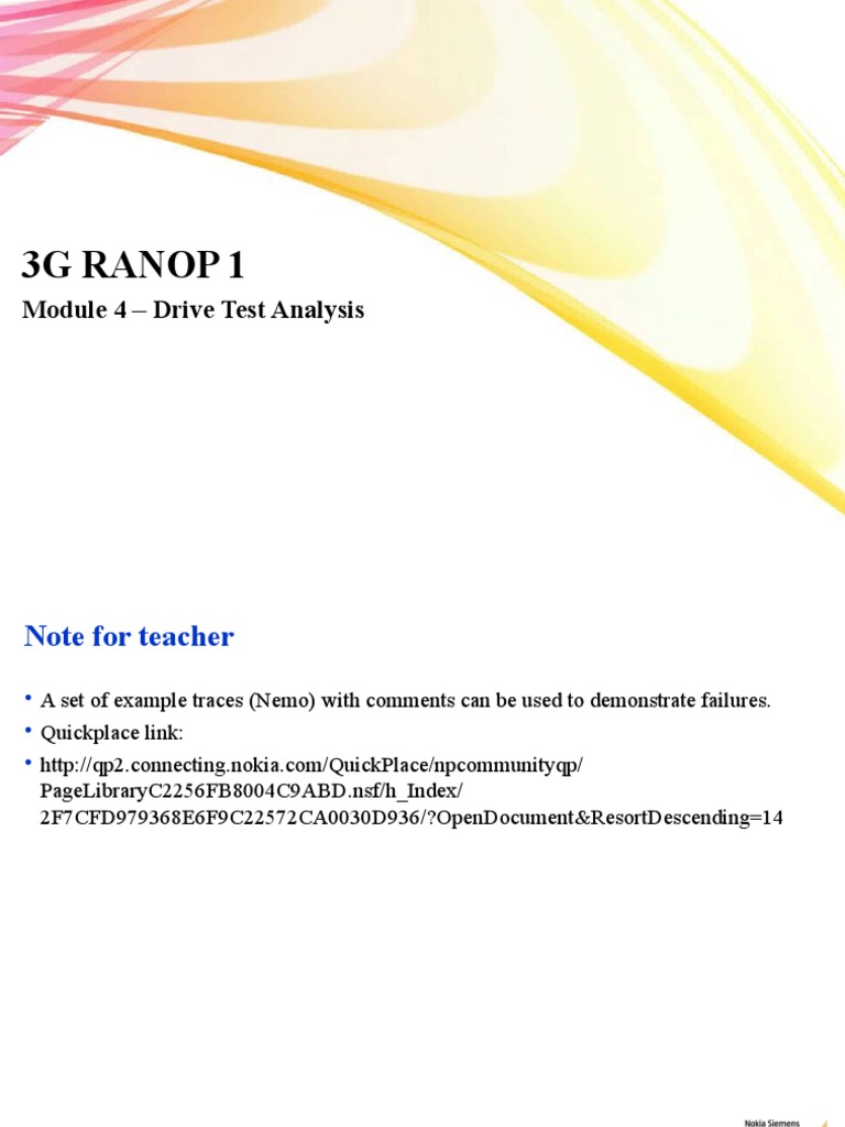 3g Ranop 1 Module 4 Drive Test Analysis Pdf Mobile Technology