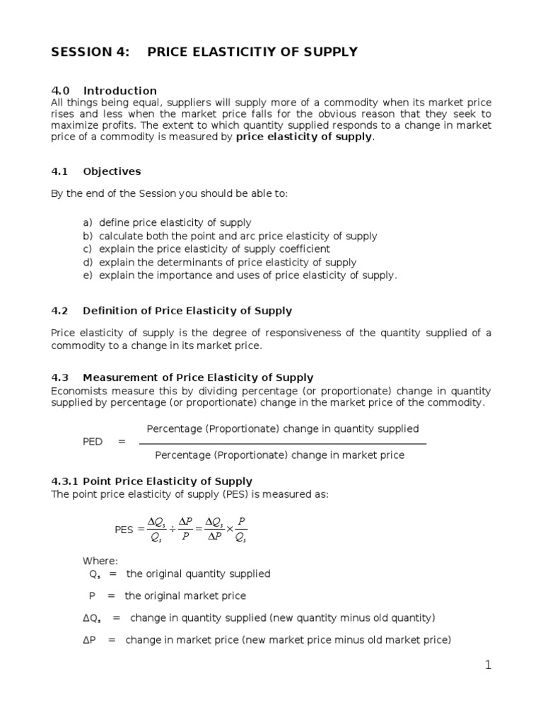 Understanding Price Elasticity of Supply | PDF | Price Elasticity Of ...