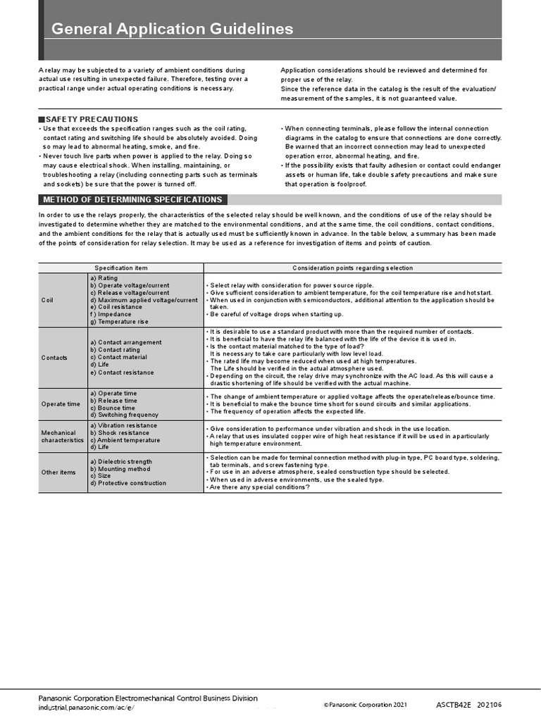 Relay General Application Guidelines PDF Relay Rectifier