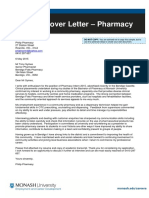 Sample Cover Letter - Pharmacy: DO NOT COPY: You Are Advised Not To Copy This Sample, But To