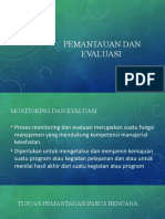 MONITORING DAN EVALUASI PASCA BENCANA