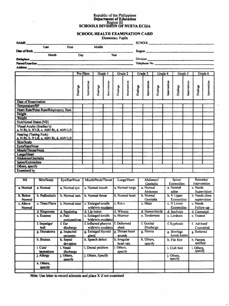 School Health Card PDF