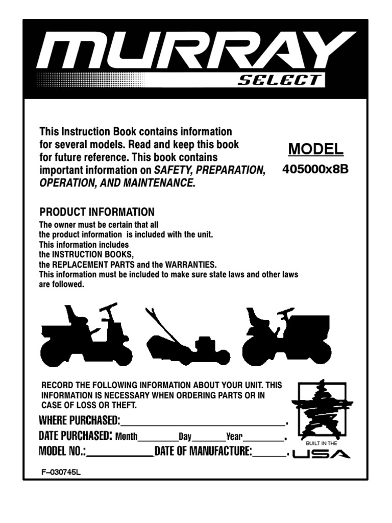 Murray Tractor Manual PDF Mower Clutch