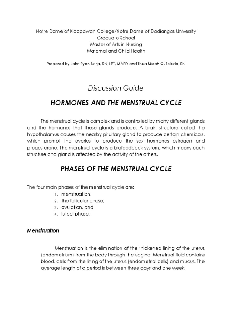 Hormones and The Menstrual Cycle: Discussion Guide | PDF | Menstrual ...