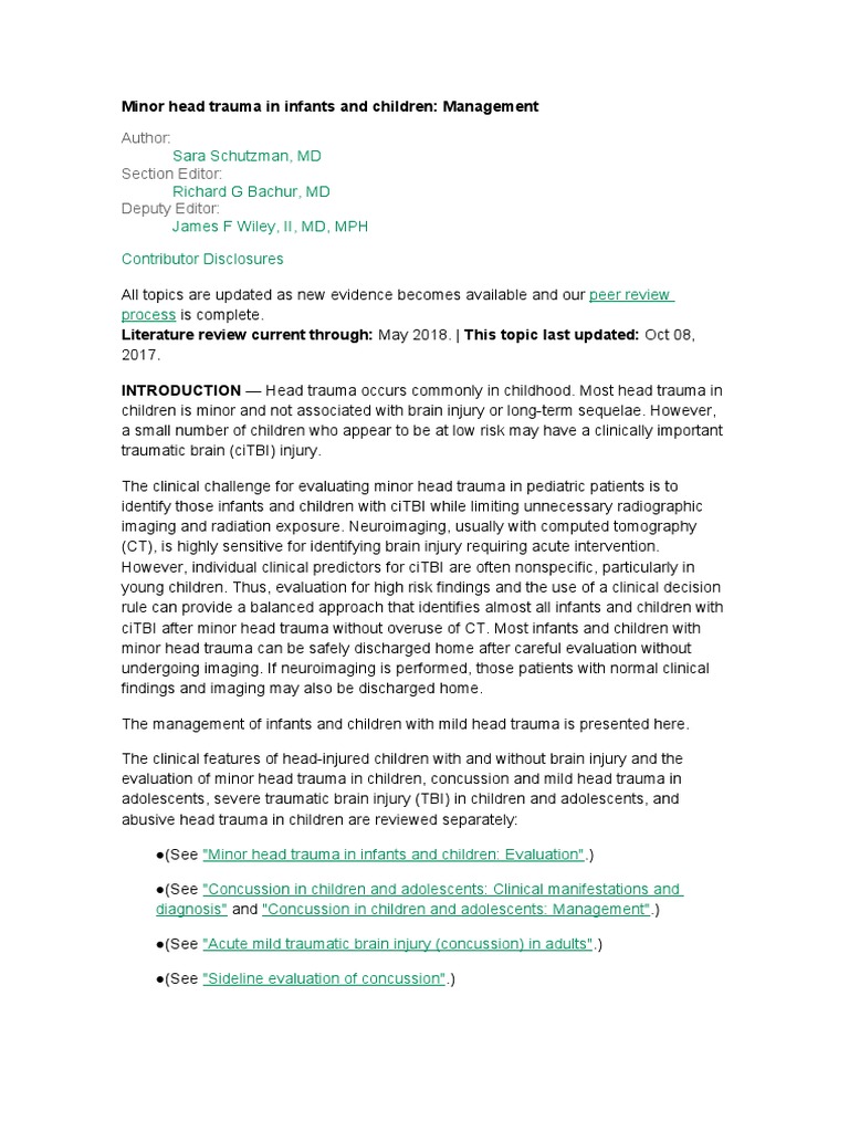 Pediatric Head Trauma Management | PDF | Traumatic Brain Injury ...