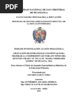 Tesis Aplicación de Estrategias Cognitivas para Mejorar La Compresión Lectora en Niños