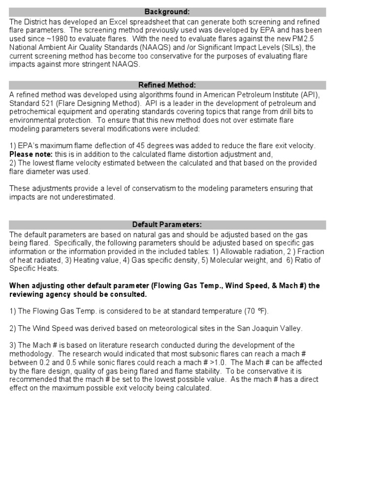 Flare Modeling Parameters | PDF | Mach Number | Natural Gas