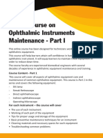 Online Course On Ophthalmic Instruments Maintenance - Part I