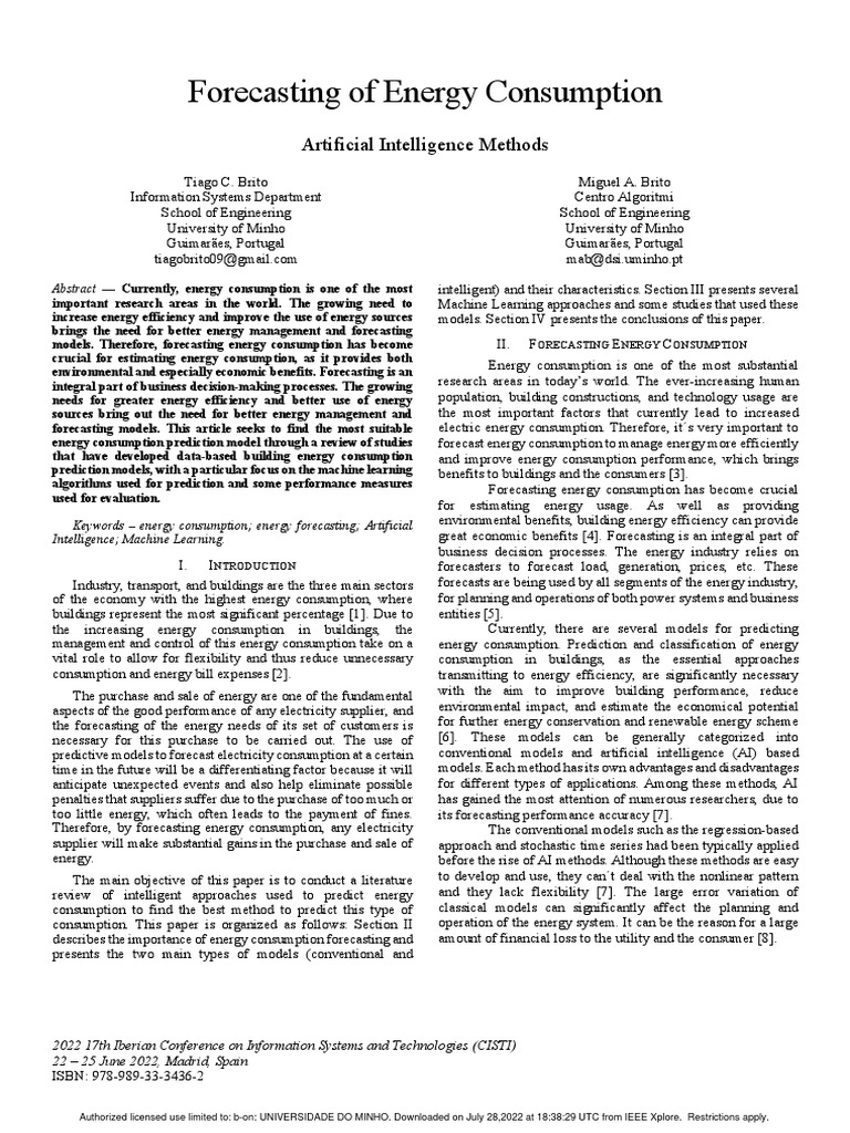 Forecasting of Energy Consumption Artificial Intelligence Methods | PDF ...