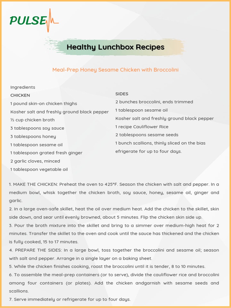 Healthy Lunchbox Ideas | PDF | Mustard (Condiment) | Zucchini