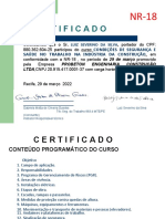 Certificado NR-18 Modelo (