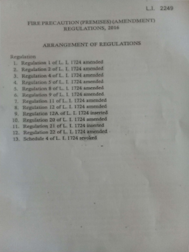 L.I. 2249 FIRE PRECAUTION (PREMISES) (AMENDMENT) REGULATIONS, 2016 5
