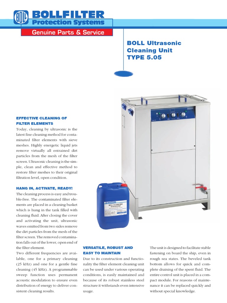Cleaning Unit BOLL Ultrasonic TYPE 5.05: Effective Cleaning of Filter ...