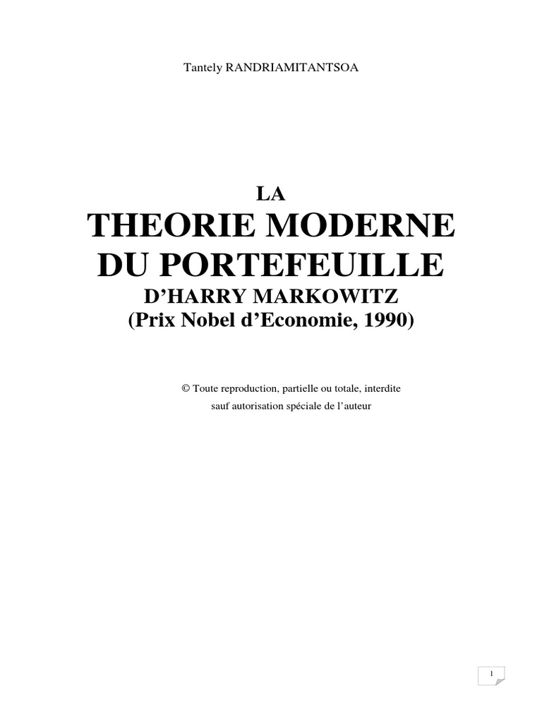 Markovitz | PDF | Utilité (économie) | Économie