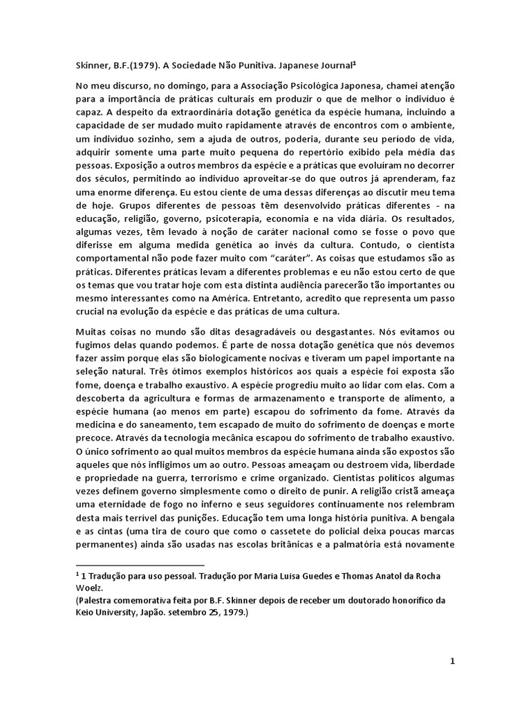 A Crítica de Skinner à Punição Social | PDF | Humano | Science