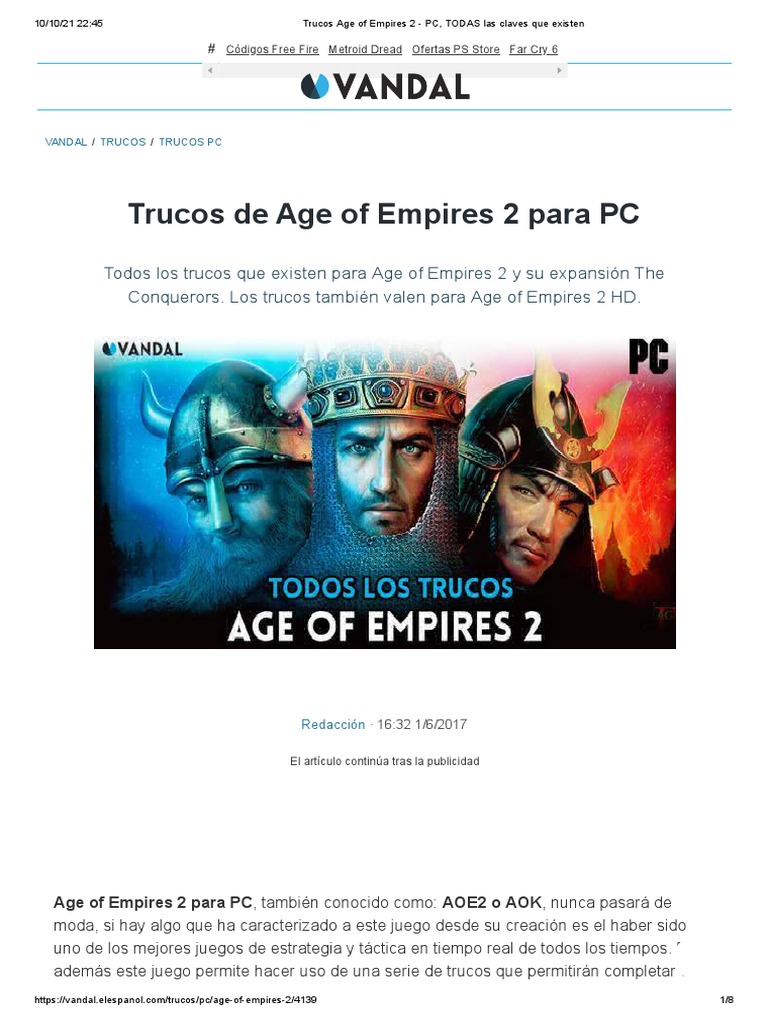 Trucos Age of Empires 2 PC PDF Franquicias de videojuegos