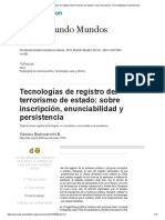 Tecnologías de Registro Del Terrorismo de Estado - Sobre Inscripción, Enunciabilidad y Persistencia