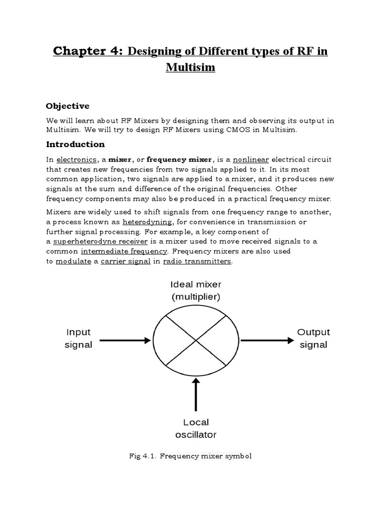 Designing Of Different Types Of Rf In Multisim Objective Pdf