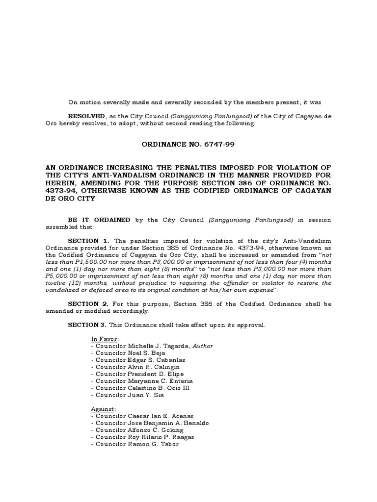 Codified Ammendatory Ordinances PDF Lease Local Ordinance