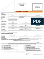 Student Profile: Checklist of Requirements For Incoming Freshmen