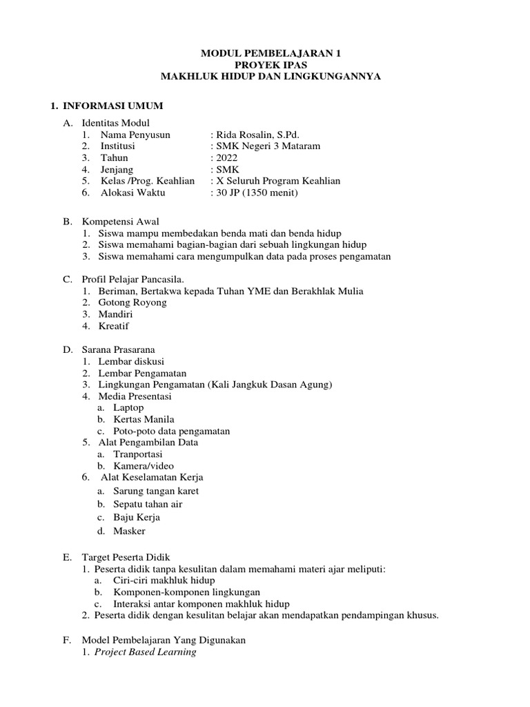 Pengamatan Lingkungan Hidup Siswa SMK | PDF | Sains & Matematika