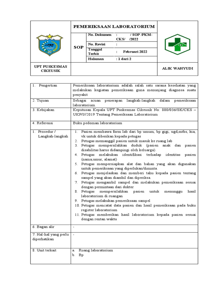 Langkah Pemeriksaan Laboratorium | PDF