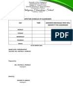 Disinfection Schedule of Classrooms