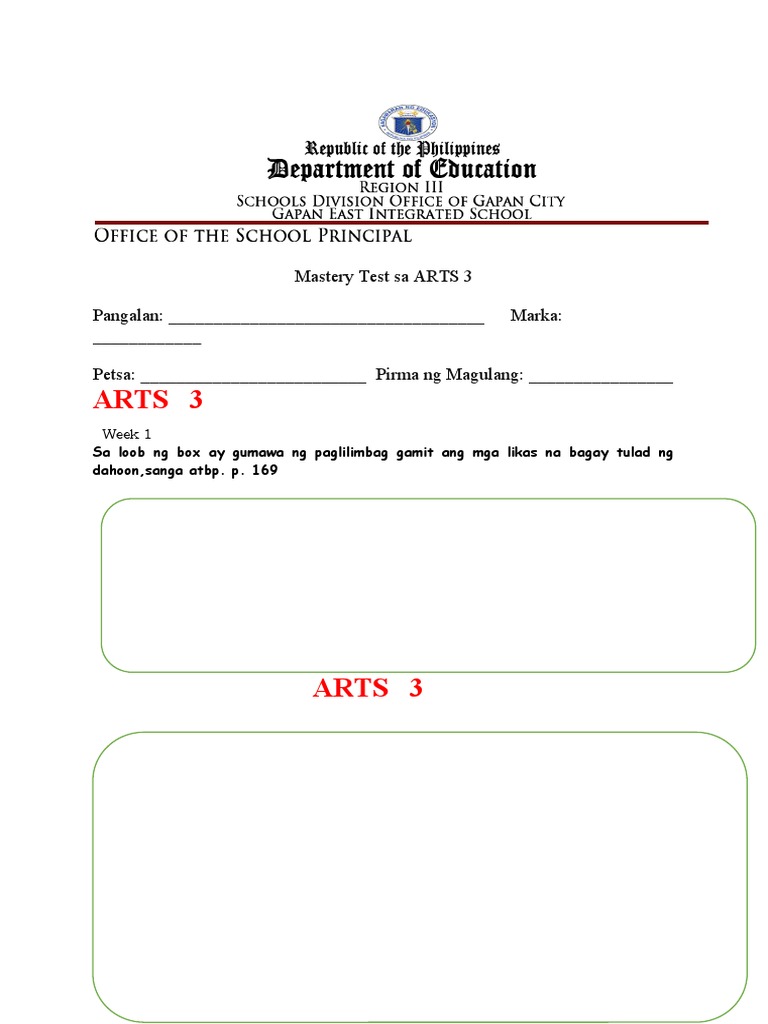 Mastery TesT 3rd Q ARTS 3 | PDF