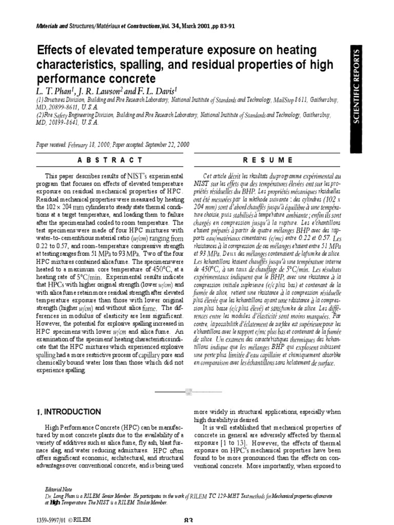 Effects of Elevated Temperature Exposure On Heating Characteristics
