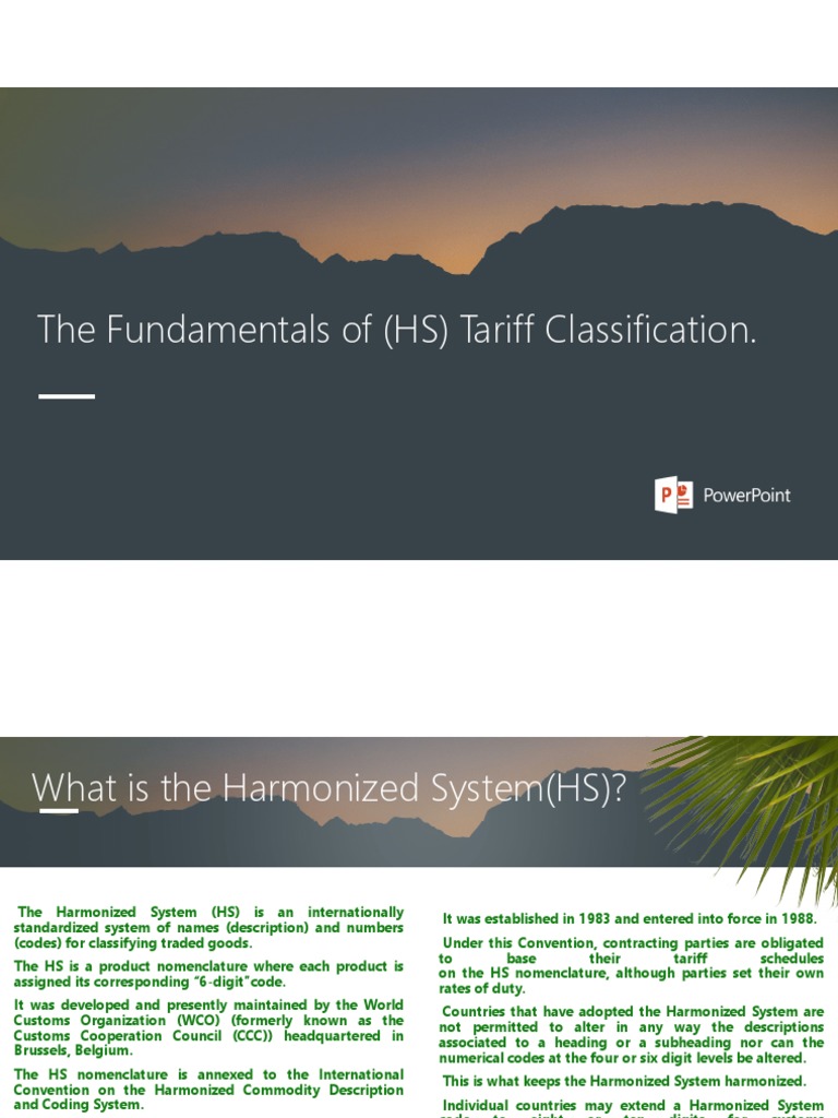 The Fundamentals of (HS) Tariff Classification. PDF Trade