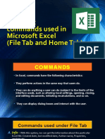 Different Commands Used in MS Excel