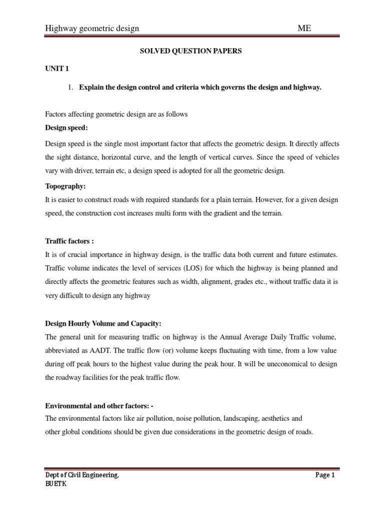 Highway Geometric Design Solution Pdf Road Civil Engineering