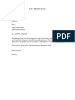 Tenant Letter To Vacate Template