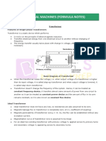 Electrical Machines (Formula Notes) : Transformer Features of Single-Phase Transformers