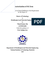 Characterization of SG Iron: A Thesis Submitted in Partial Fulfillment of The Requirements For The Degree of