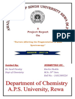 Project Report On: Kavita Shukla M.Sc. IV Sem. Roll No. - 1601300524 Dr. Sunil Pandey Dept of Chemistry